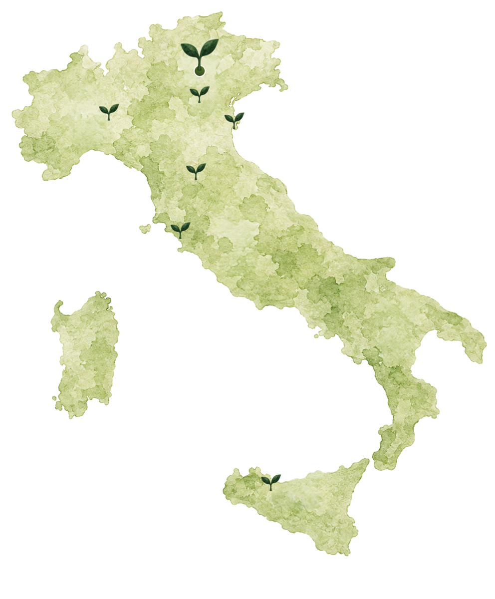 Map of Italy with Natua reforestation projects